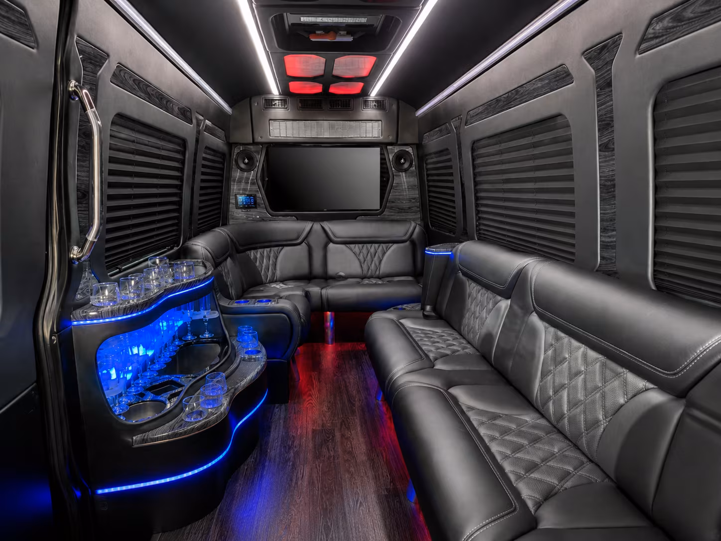 temple 50 passenger party bus inside